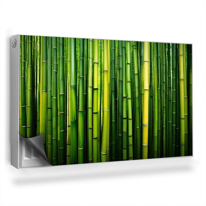 Capac decorativ pentru calorifer, Wallfluent, Tulpini verzi de bambus, Verde, 100 x 60 cm, 010220260010000282218