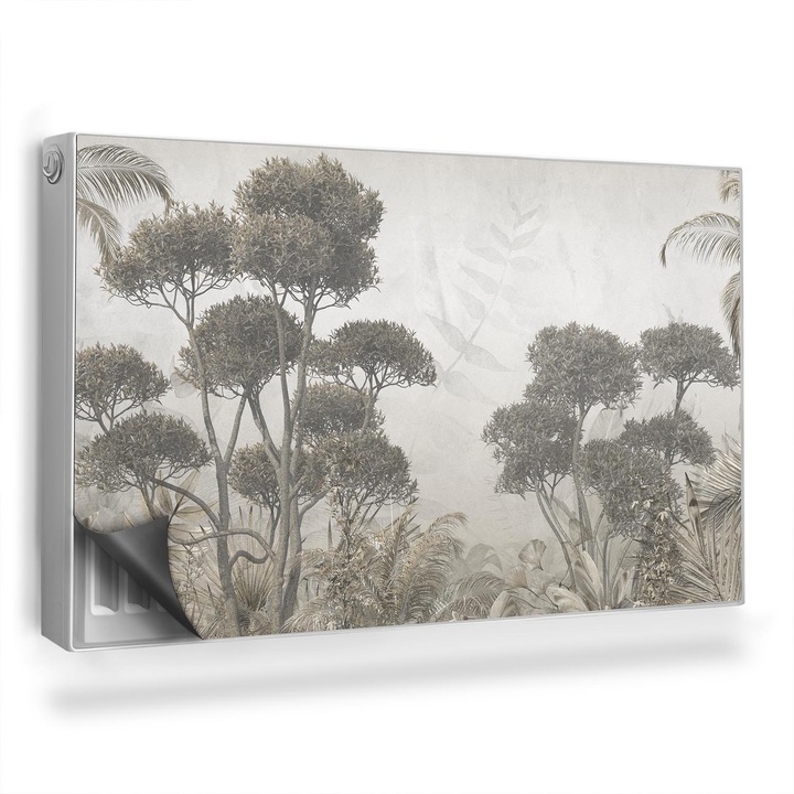 Capac decorativ pentru calorifer, Wallfluent, Copaci pastel, Verde, 100 x 60 cm, 010220260010000282669