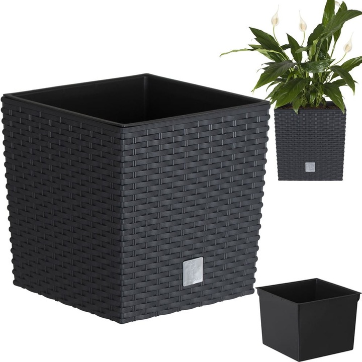 Квадратна саксия Rato Low DRTS325L-S433, 32, 5см, Антрацит