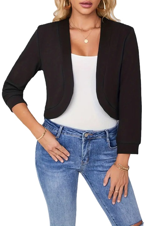 Sacou negru elegant, scurt, Negru