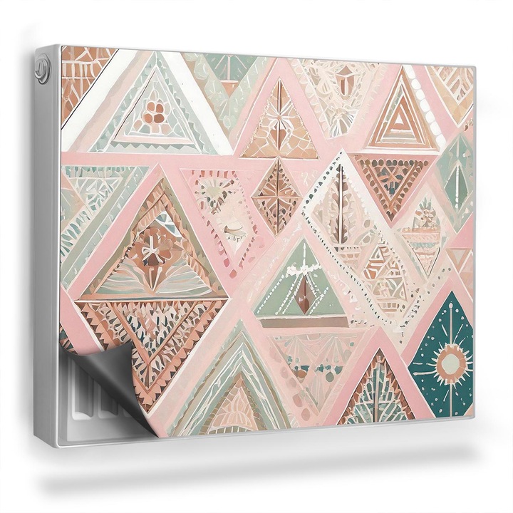 Capac decorativ pentru calorifer, Wallfluent, Boho neregulat, pasteluri, Roz, 80 x 60 cm, 010220260030000282252