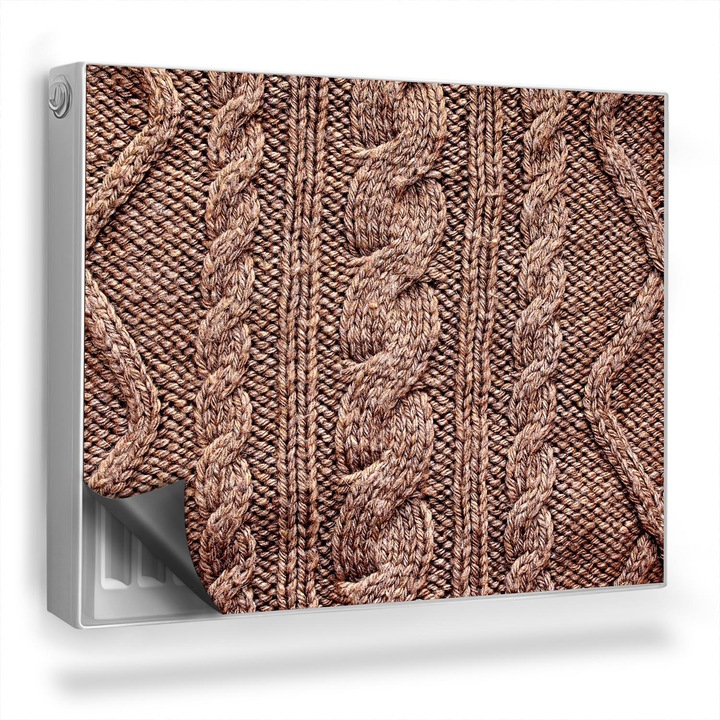 Covoras decorativ pentru calorifer, Wallfluent, Model geometric din lana, Maro, 80 x 60 cm, 010220260030000282680