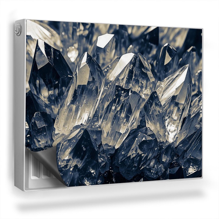 Capac decorativ pentru calorifer, Wallfluent, Cristale de cuart, natura, Gri, 80 x 60 cm, 010220260030000282282