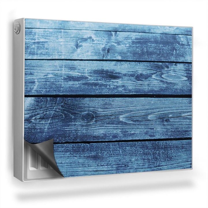 Magnet decorativ pentru calorifer, Wallfluent, Scanduri deteriorate, frig, Albastru, 80 x 60 cm, 010220260030000282494