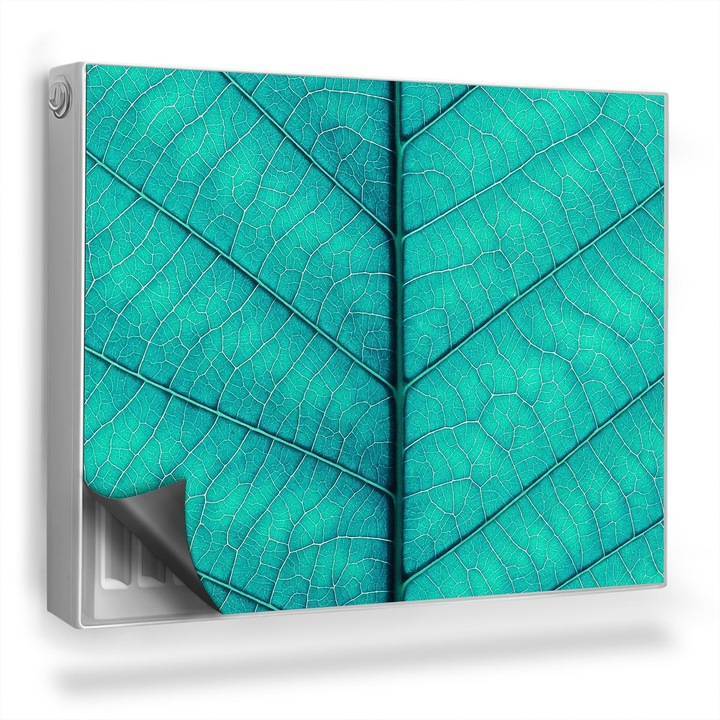 Capac decorativ pentru calorifer, Wallfluent, Frunze, vene, Bej turcoaz, 80 x 60 cm, 010220260030000282591