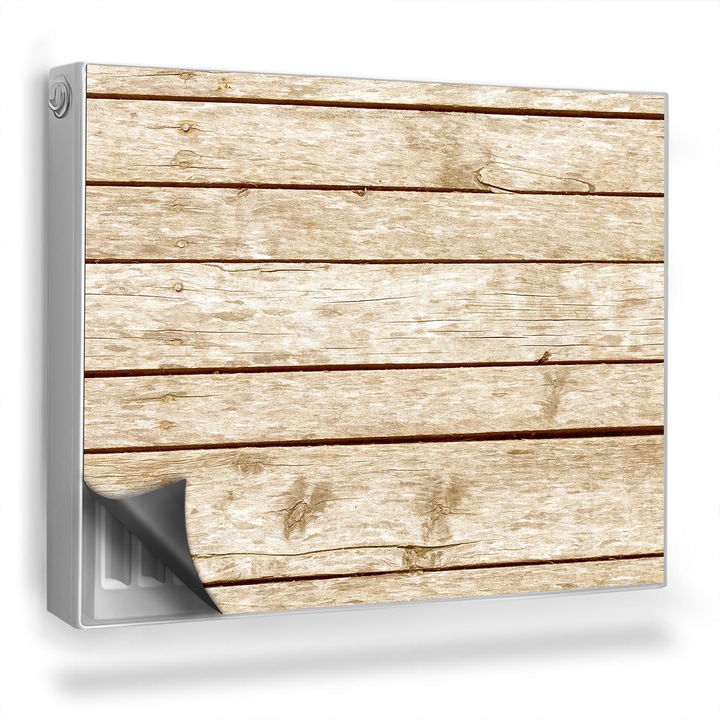 Covoras decorativ pentru calorifer, Wallfluent, Scanduri de lemn, nivel, Crem, 80 x 60 cm, 010220260030000282495