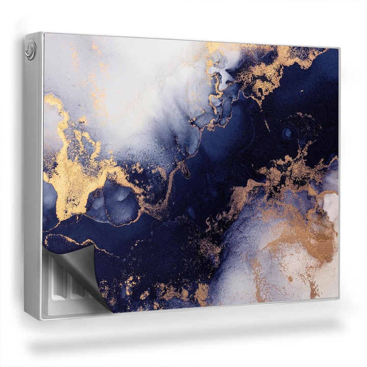 Decor radiator, Wallfluent, Cerneala varsata, abstractie, Steel Blue, 80 x 60 cm, 010220260030000282556
