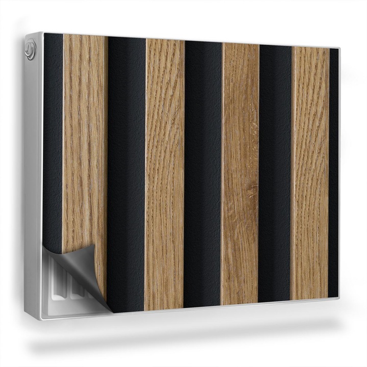 Covoras decorativ pentru calorifer, Wallfluent, Lamele intunecate, Maro, 80 x 60 cm, 010220260030000282547