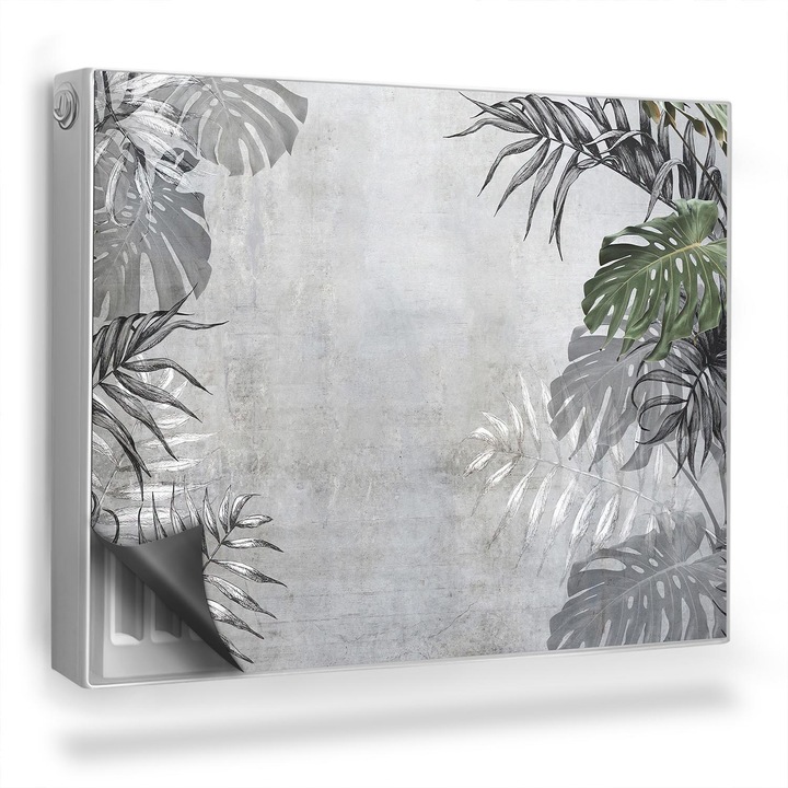 Capac decorativ pentru calorifer, Wallfluent, Banane si frunze, Verde, 80 x 60 cm, 010220260030000282673