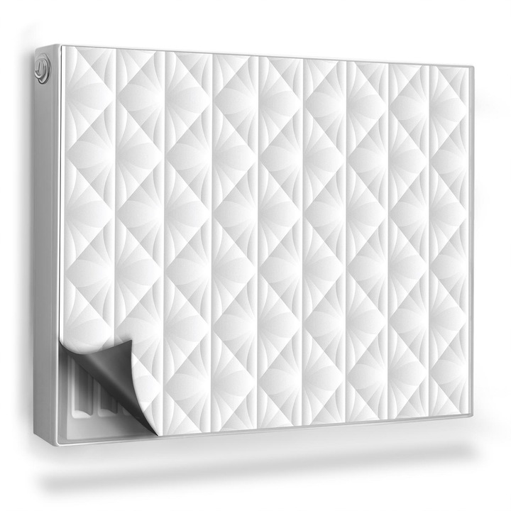 Covoras decorativ pentru calorifer, Wallfluent, Structura decorativa matlasata, Alb, 80 x 60 cm, 010220260030000282643