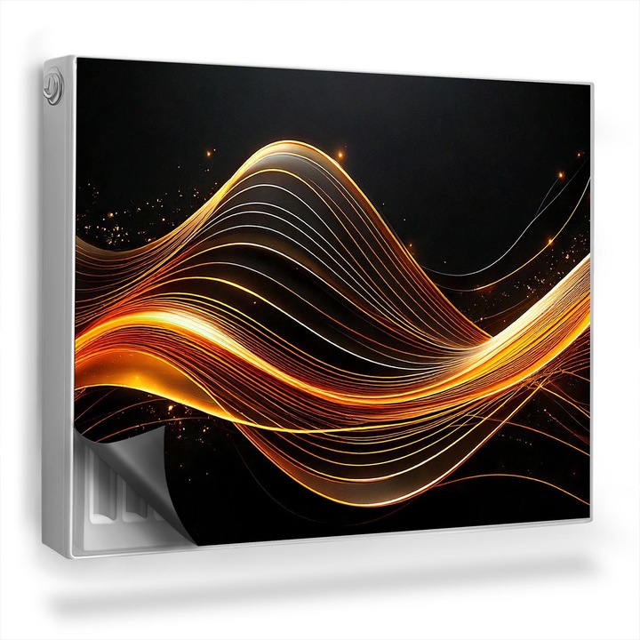 Magnet decorativ pentru calorifer, Wallfluent, Linii luminoase, Portocaliu, 80 x 60 cm, 010220260030000282258