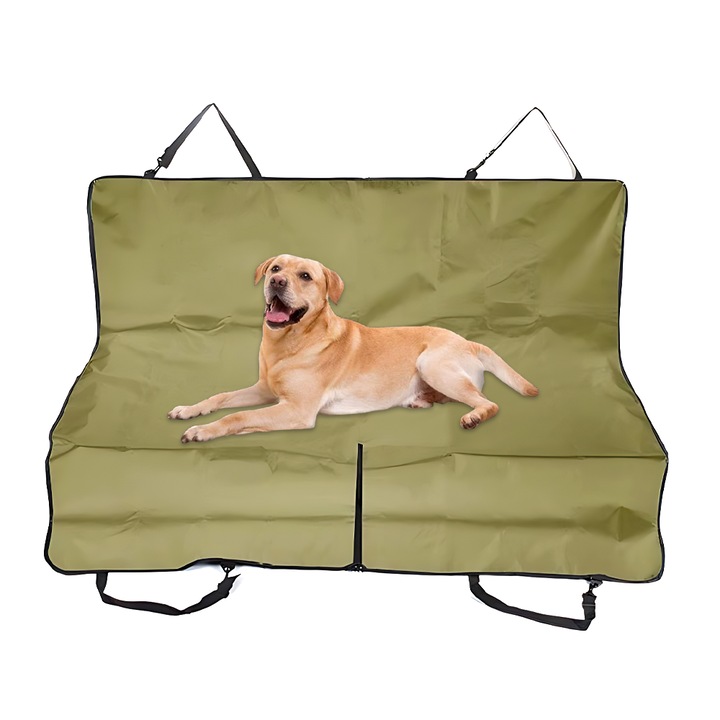 Husa Auto Protectie si Transport Animale Teno®, anti-zgarieturi, waterproof, impermeabila, accesoriu inclus, materiale rezistente, fermoar, verde
