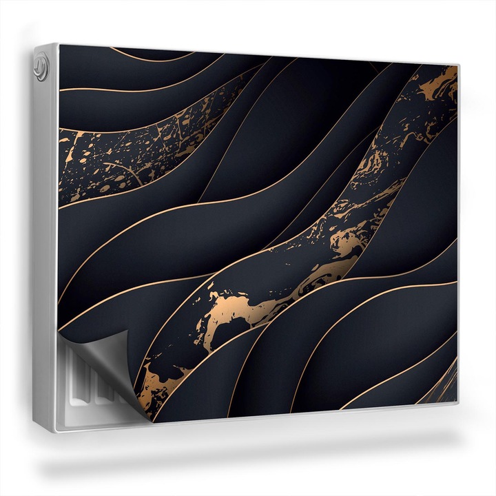 Covoras decorativ pentru calorifer, Wallfluent, Linii, abstractie, Negru, 80 x 60 cm, 010220260030000056605