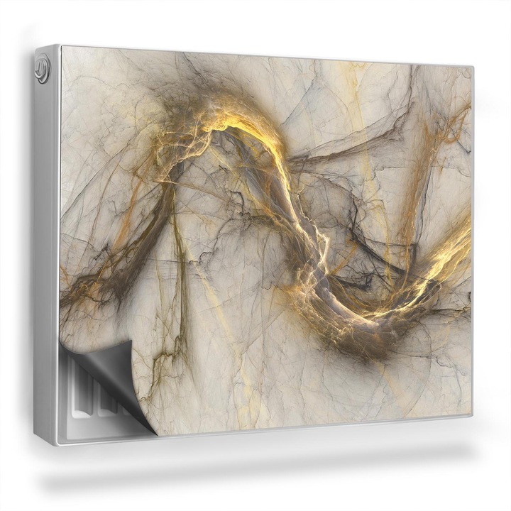 Capac decorativ pentru calorifer, Wallfluent, Marmura decorata, Galben, 80 x 60 cm, 010220260030000030962