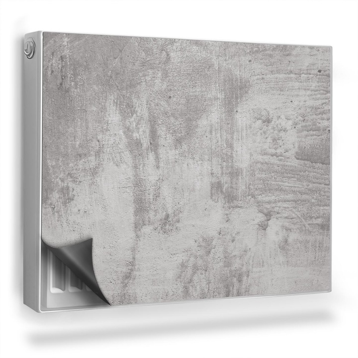 Capac decorativ pentru calorifer, Wallfluent, Beton industrial, Gri, 80 x 60 cm, 010220260030000030947