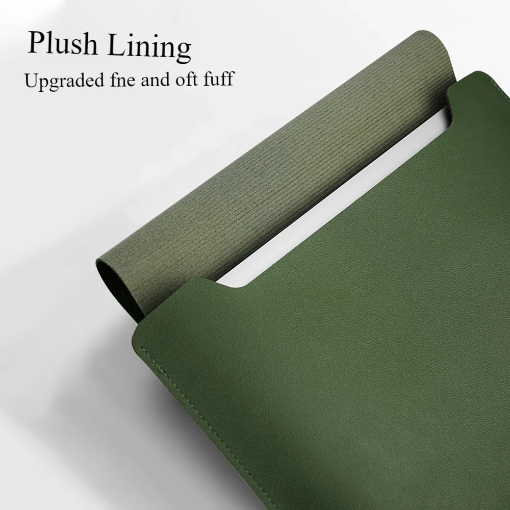 Husa laptop set 2 bucati, piele ecologica, impermeabila, verde, pentru 13.3-14 inch, cu tavita pentru mouse-ul notebook-ului, geanta cu buzunar, accesorii pentru geanta computerului, potrivita pentru laptop