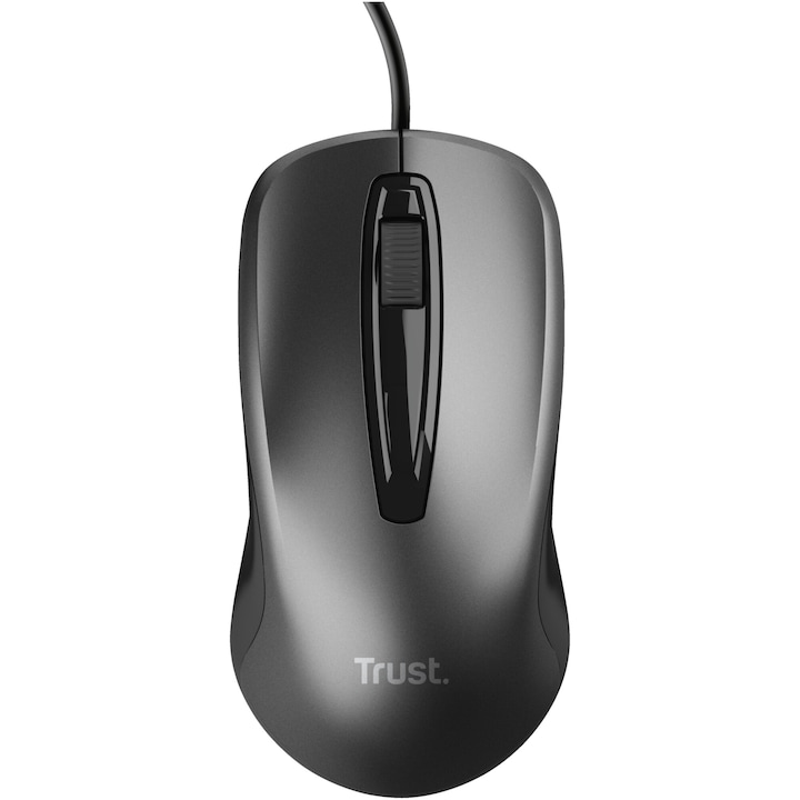 Мишка с кабел Trust Basic, 1200 DPI, 1,7 м кабел, 3 бутона, Черен