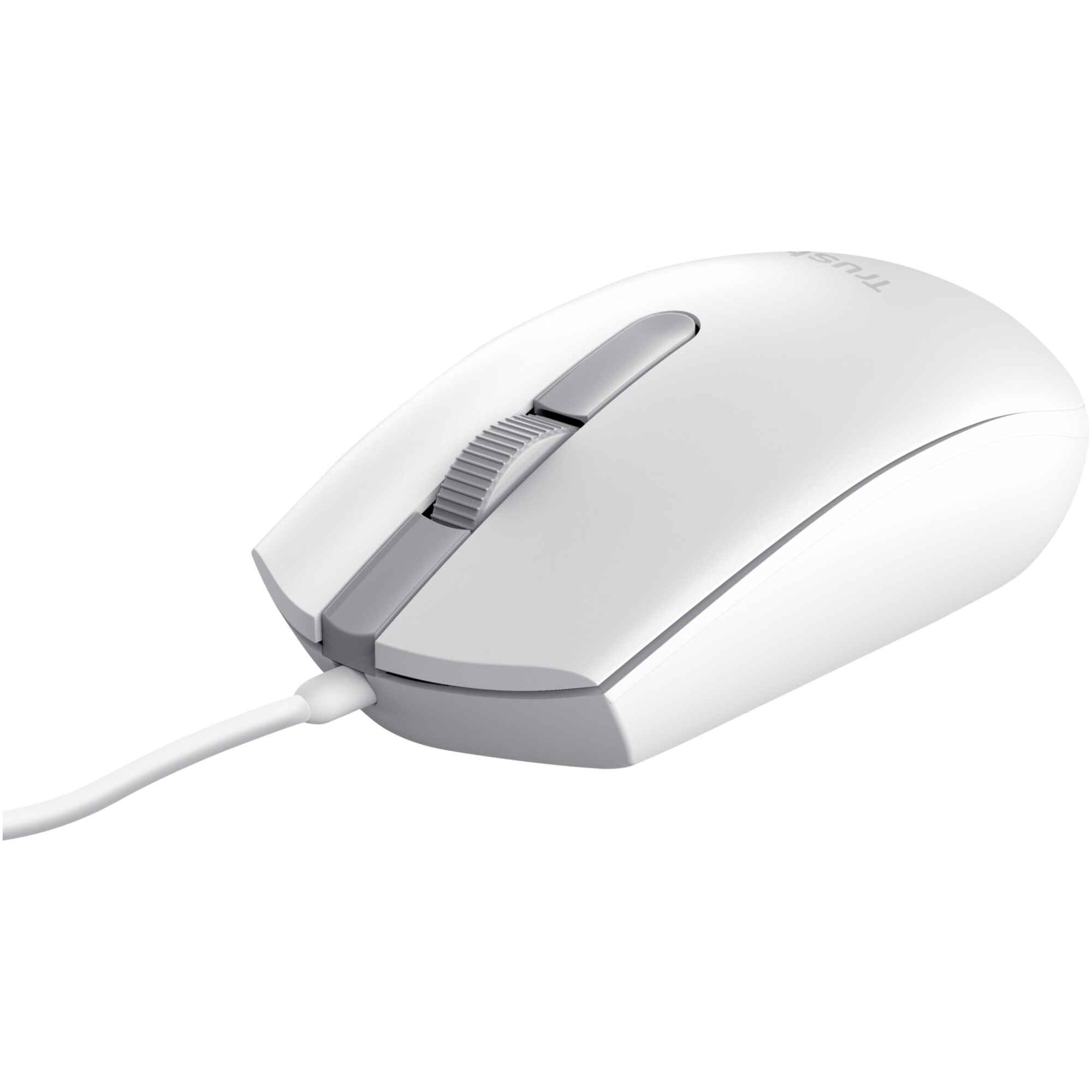 Mouse cu fir Trust TM-101W ECO, 1200 DPI, cablu 1.7m, 3 butoane, 85% plastic reciclat, Alb