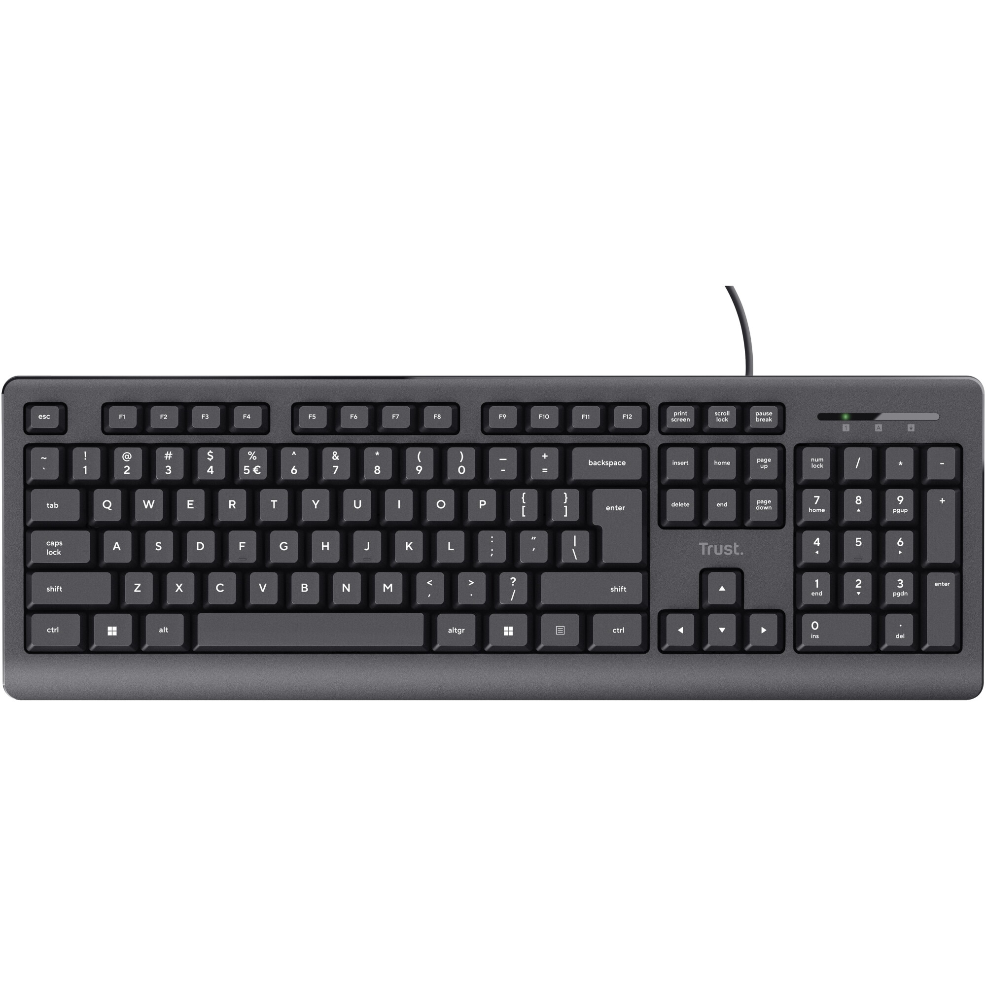 Tastatura cu fir Trust Basic, cablu 1.8m, USB-A, Negru
