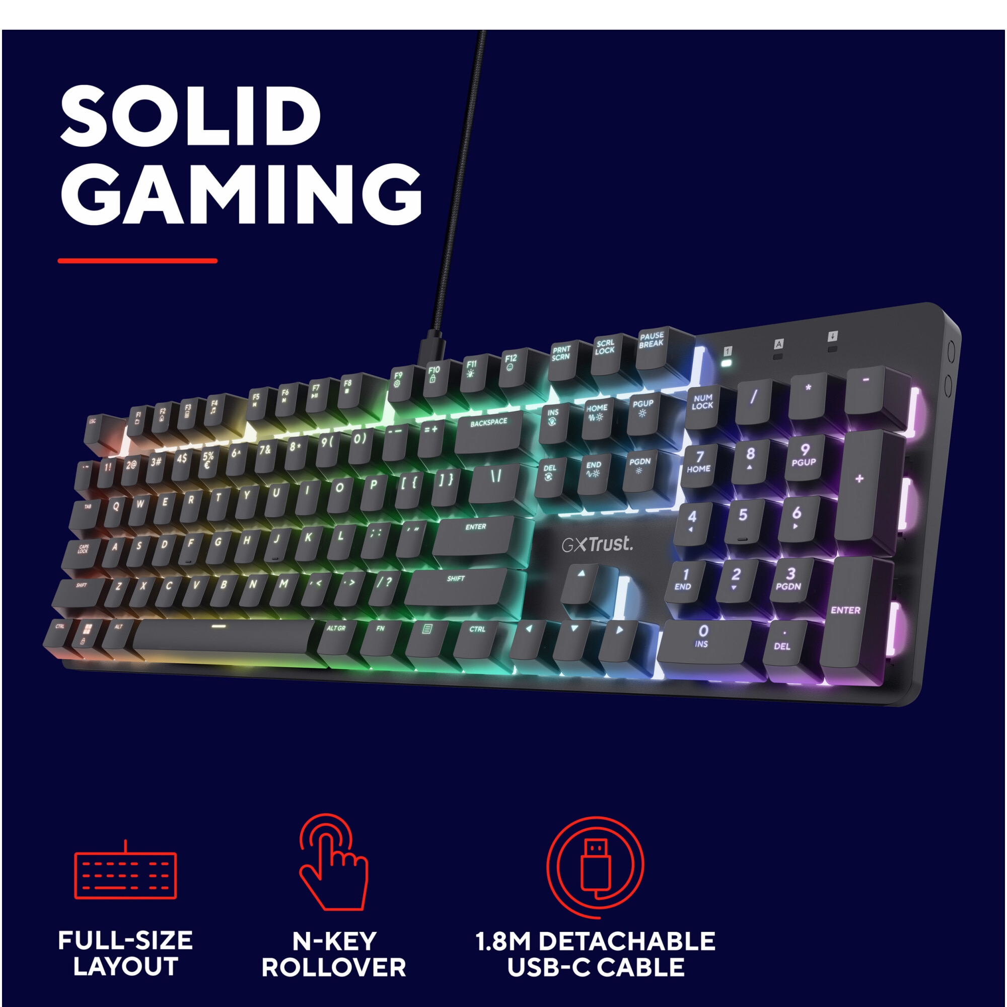 Tastatura Gaming Mecanica Trust GXT871 ZORA, Full RGB