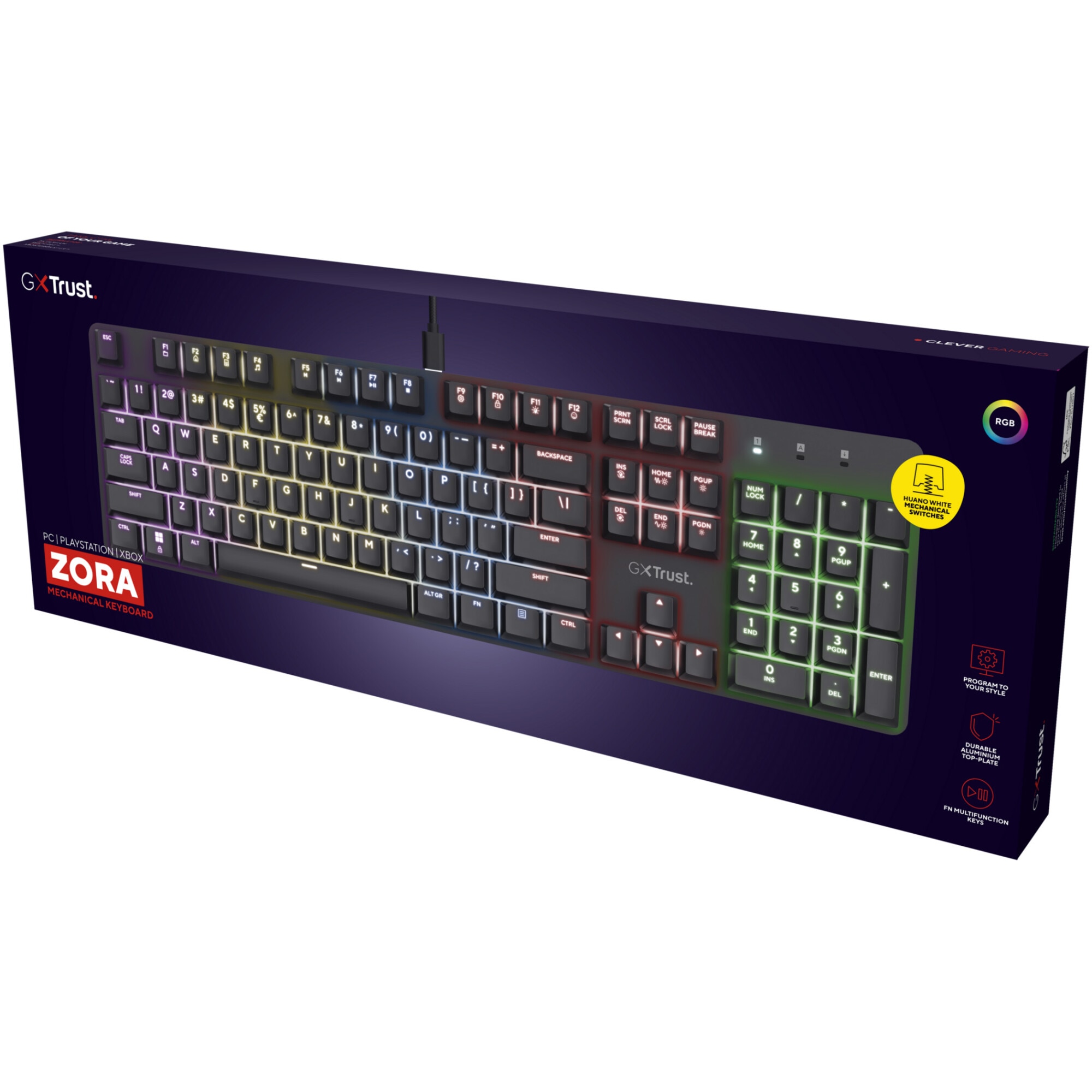 Tastatura Gaming Mecanica Trust GXT871 ZORA, Full RGB