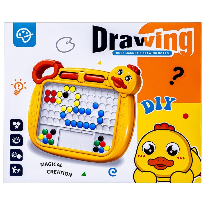 Mágneses tábla gombostűkkel, dinoszaurusz mintával