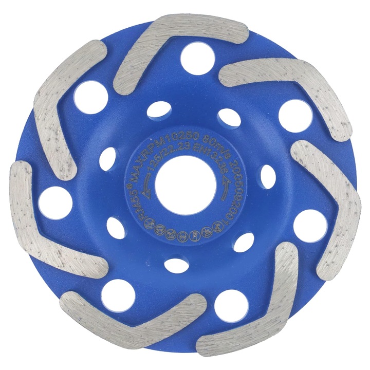 Disc Diamantat, 125 mm, pentru slefuire beton, mozaic, suprafete dure, cu segmenti gri, albastru