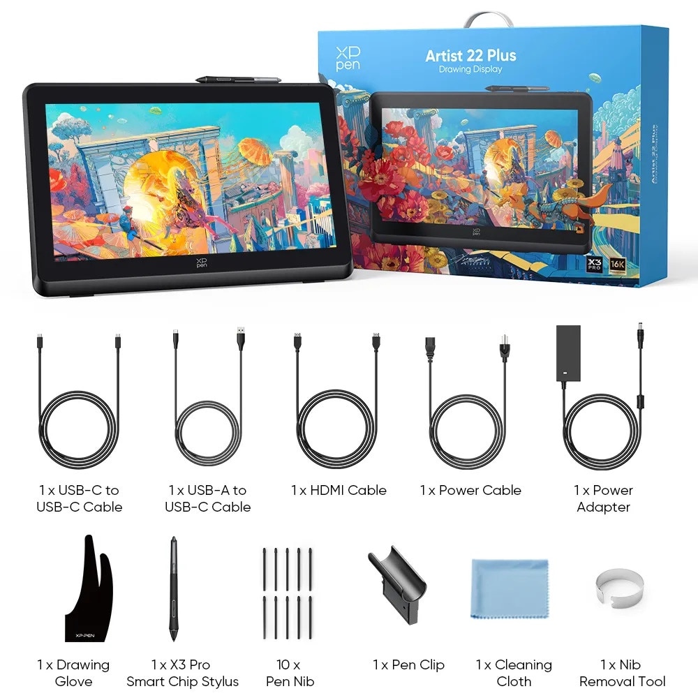 Grafikus táblagép, XP-PEN, Artist 22 Gen 2 Plus, 16K X3 Pro Pen, 99,8% ...
