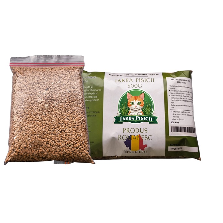 Iarba pisicii, seminte crestere verdeata pentru digestia pisicii - 500g