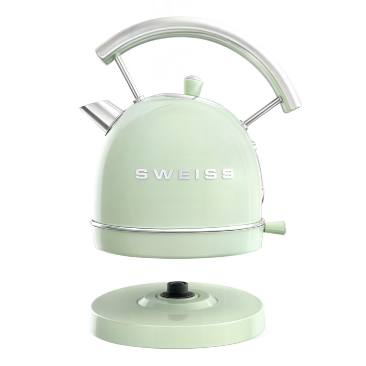 Fierbator electric sticla BERGMANN ZH003, 1,8L, 2200W, baza inox, capac pe buton, iluminare LED, 21x16x22cm