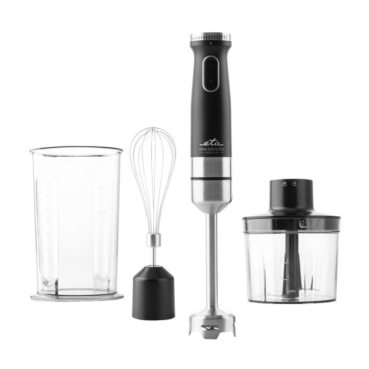 Blender de mana 3 in 1 ETA Massimo 3256 90000, 1200W, otel inoxidabil, viteza variabila + TURBO, tel, bol amestecare, negru