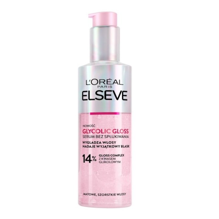 Ser L'Oreal Paris Elseve Glycolic Gloss, fara clatire, 150 ml, pentru par aspru si mat, hidratare intensa