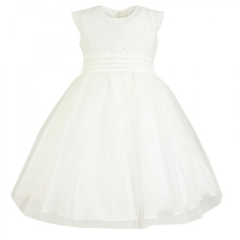 Rochie de ocazie Amanda cu fundita si aplicatii decorative (paiete), Alb, 98 CM Rochie de ocazie Amanda cu fundita si aplicatii decorative (paiete), Alb, 98 CM