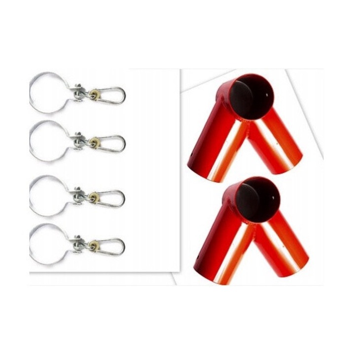 SET 2+4 conectori+cleme Gigi toys, 100mm, 90 grade, ROSU