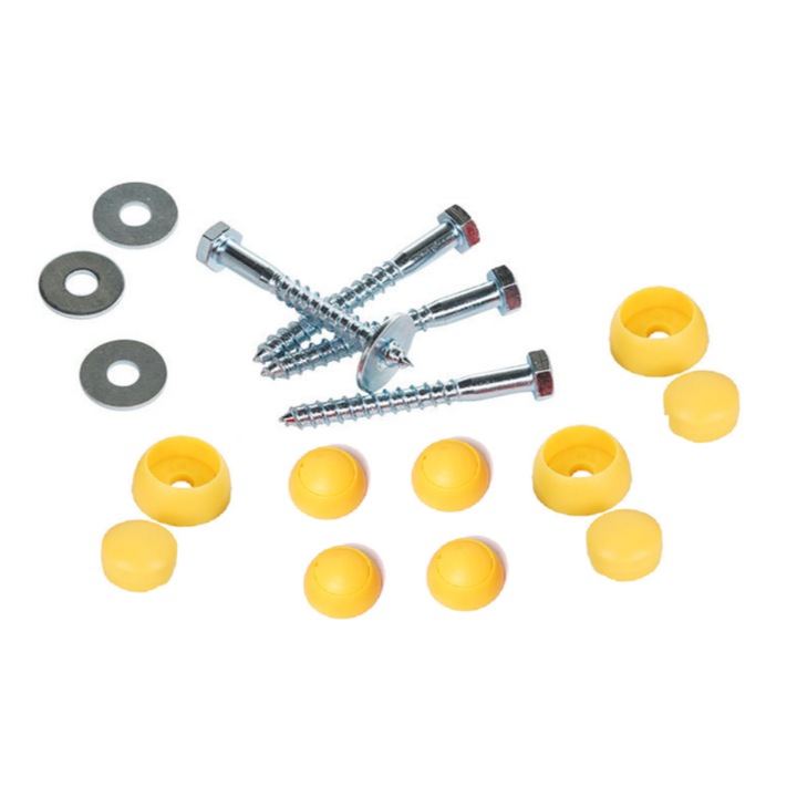 Set 4 capace pentru suruburi/4 suruburi GIGI TOYS, pentru M8, M10, M12, galben, montaj usor