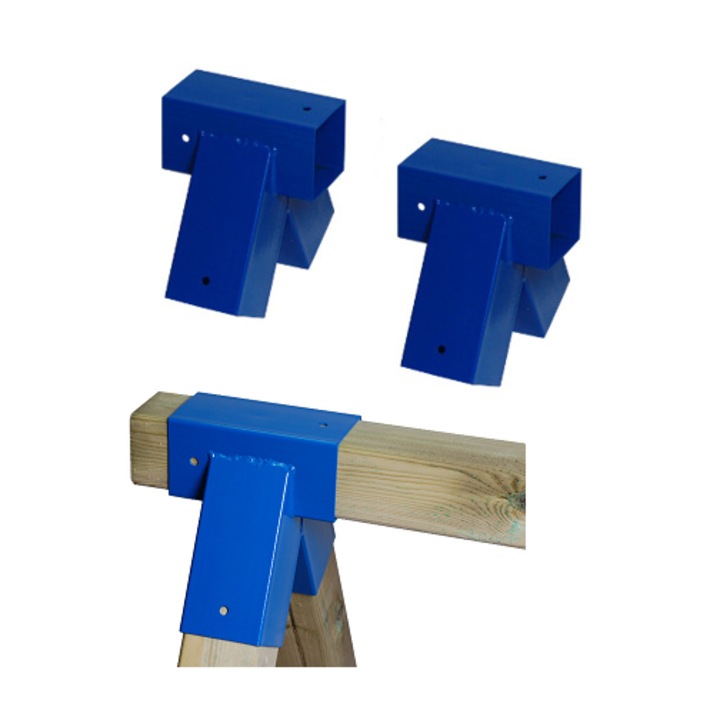 Set 2 conectori grinda GIGI TOYS pentru barna patrata 90x90mm, 100°, albastru