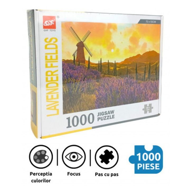 Puzzle 1000 darabos Levendulamező, 50 x 70 cm, 14+, Kirakós