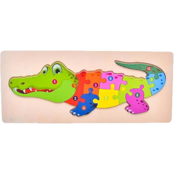 Montessori oktatási fa puzzle, krokodil számokkal