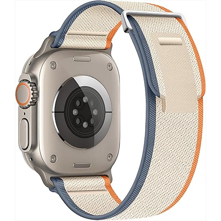 Curea Nailon Trail compatibila cu Apple Watch SE3/SE2/SE/11/10/9/8/7/6/5/4/3/2/1 - 38/40/41/42MM CASEY STUDIOS, Bej, Ajustabila, Respirabila, Material Textil