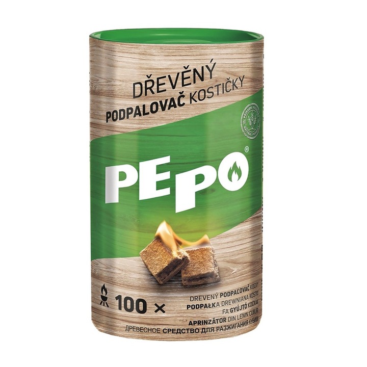 Brichete ecologice pentru aprins gratarul, seminee, sobe, PePo Wood Cube, 100 buc/cutie