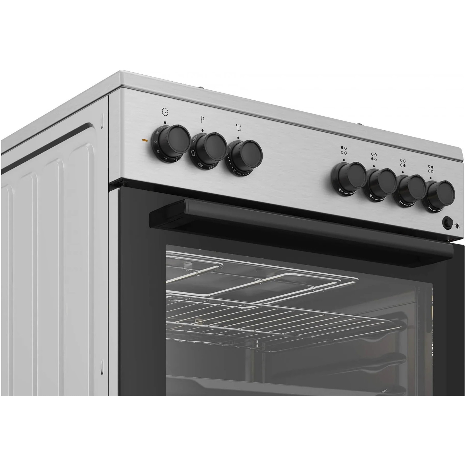 Aragaz Beko FBSE62120XD, Mixt, 4 arzatoare, Aprindere electrica, Gatire asistata cu ventilatie, Grill, 60 cm, Inox