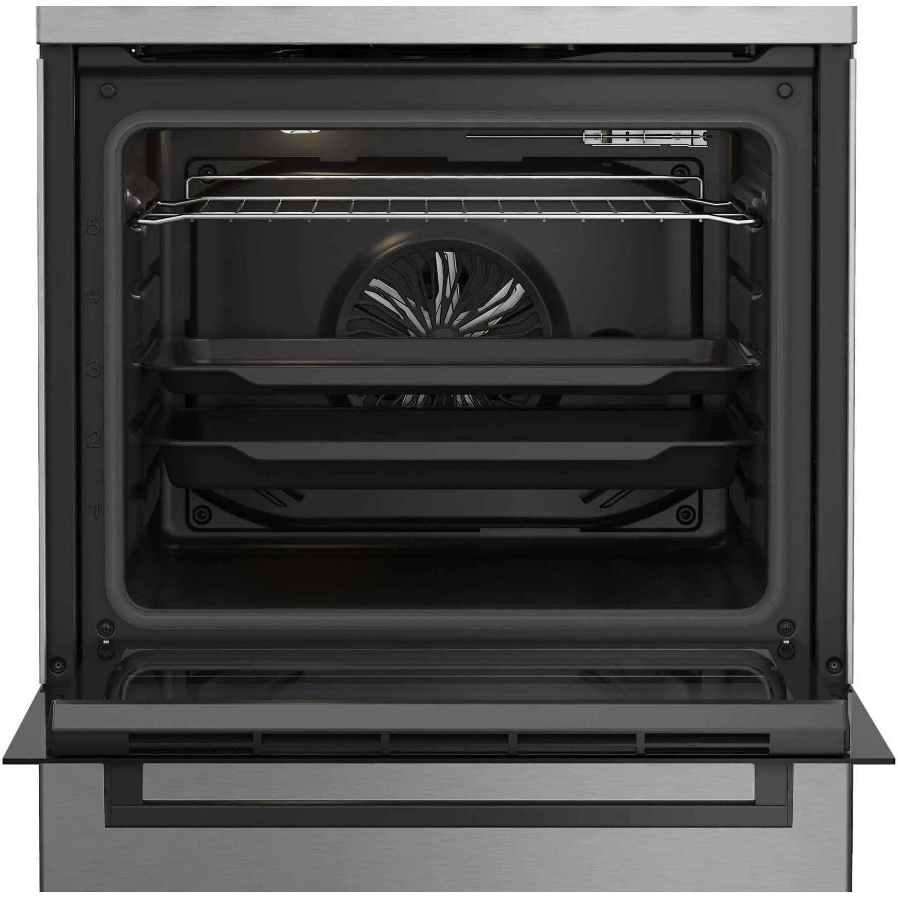 Aragaz Beko FBSE62120XD, Mixt, 4 arzatoare, Aprindere electrica, Gatire asistata cu ventilatie, Grill, 60 cm, Inox