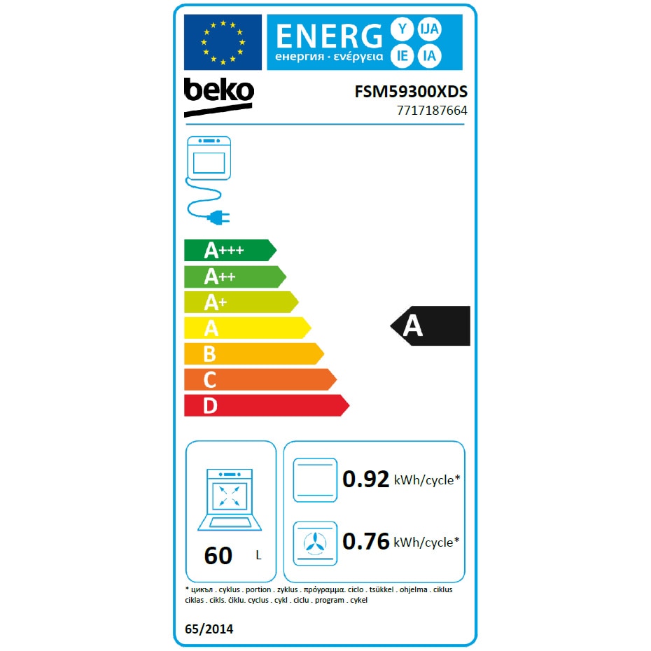 Aragaz Beko BGM11226EX, Mixt, 5 zone de gatit, 7 functii, Wok, 114 l, Gratare din fonta, Clasa A+, 90 cm, Inox