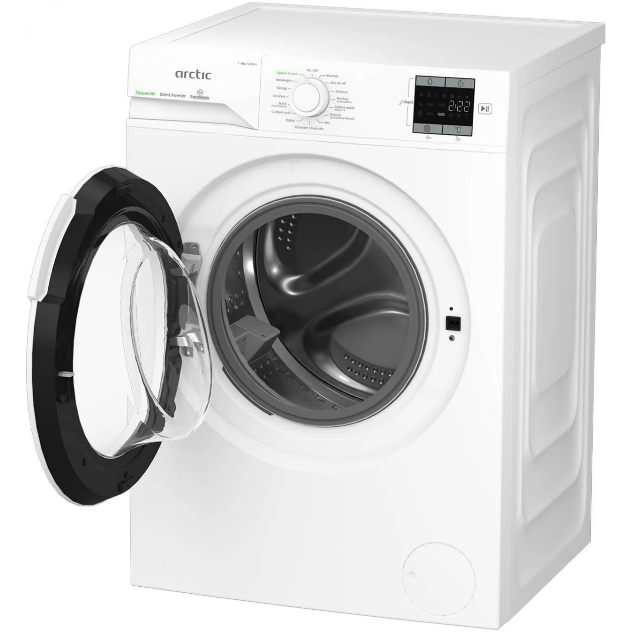Masina de spalat rufe Arctic APLM1WFSU18210W, 8 kg, 1200 RPM, Clasa A, ExtraSteam, Motor Silent Inverter, Alb