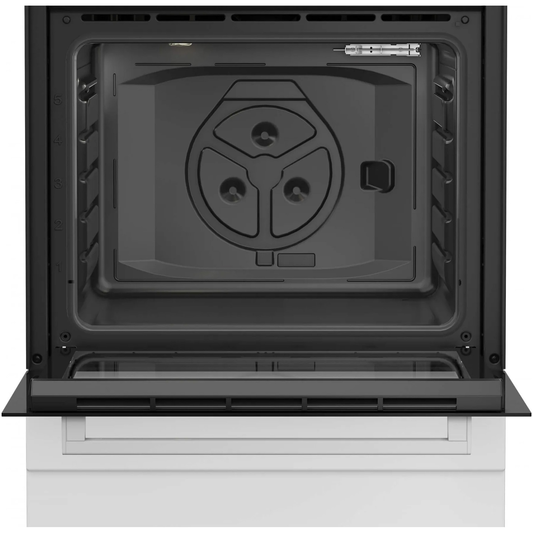 Aragaz Beko FBST62110DW, Mixt, 4 arzatoare cu eficienta ridicata, Aprindere electrica, Grill, Rotisor, Clasa A, 60 cm, Alb