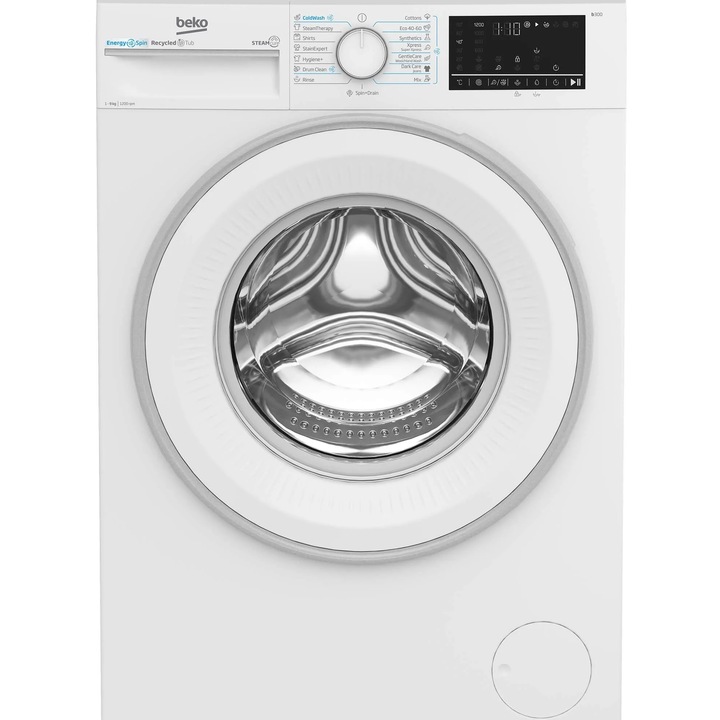 Пералня Beko B3WFU49215WWES, 9 кг, 1200 об/мин, Клас A, ProSmart инверторен мотор, Рециклирана вана, Hygiene+, SteamCure, AddXtra, Бял