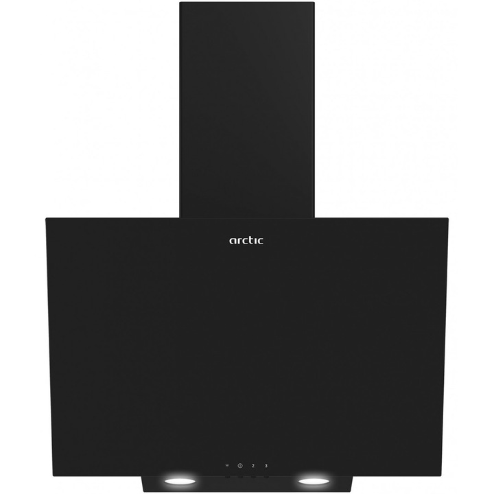 Hota Arctic AHI6142B, Putere de absortie 430 mc/h, Control Mecanic, 3 trepte de putere, Iluminare LED, Filtru anti-grasime, 60 cm, Negru