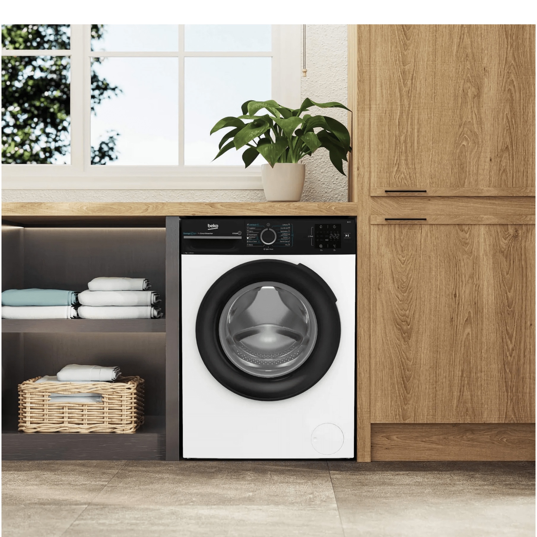 Masina de spalat rufe Beko BM3WFU37213WBPB, 7 kg, 1200 rpm, Clasa A, SteamCure, Recycled Tub, ProSmart Inverter Motor, AddXtra, Alb