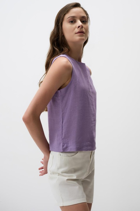 JIMMY KEY, Bluza din amestec de in, fara maneci, Lila, M