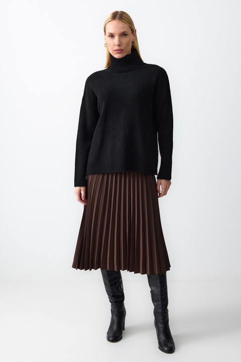 JIMMY KEY, Fusta midi cu pliuri, Maro inchis, L